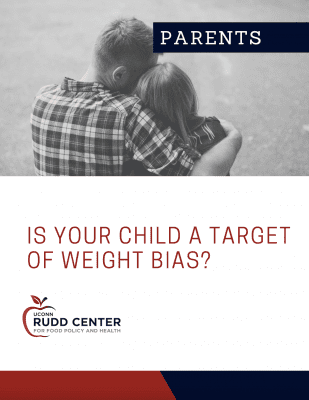 Cover of "Is your child a target of weight bias?" guide for parents